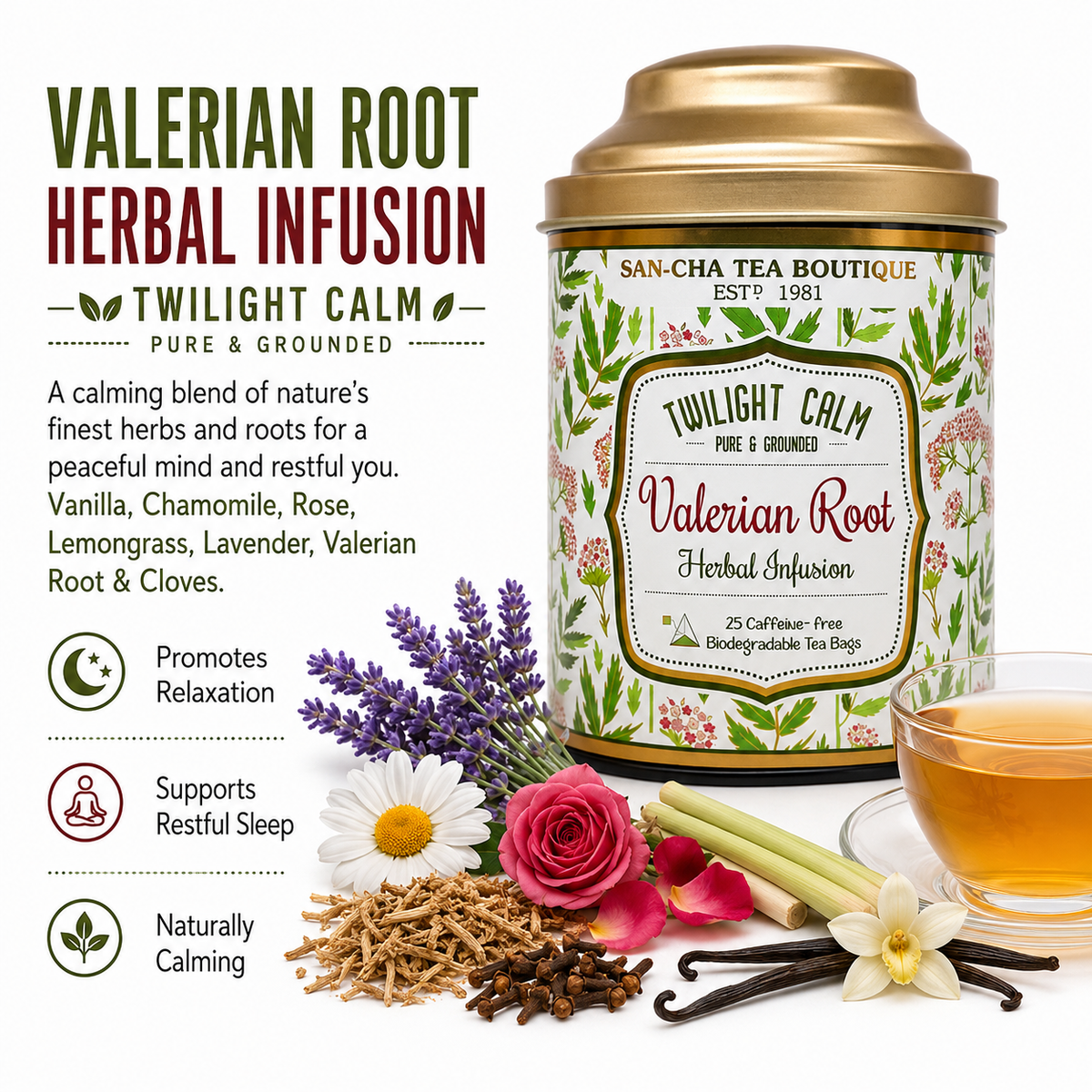 Valerian Root Herbal Infusion - شاي جذور الفاليريان العشبي