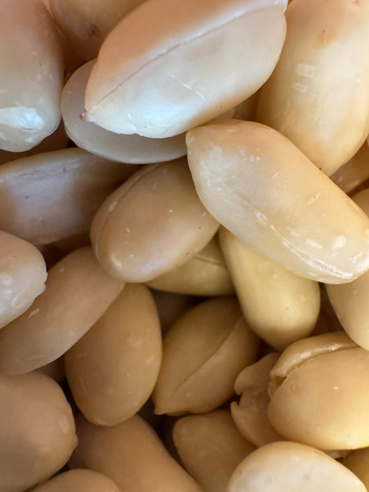 Close-up of peeled peanuts