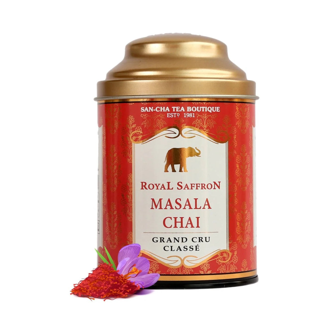 Royal saffron masala chai with saffron strands
